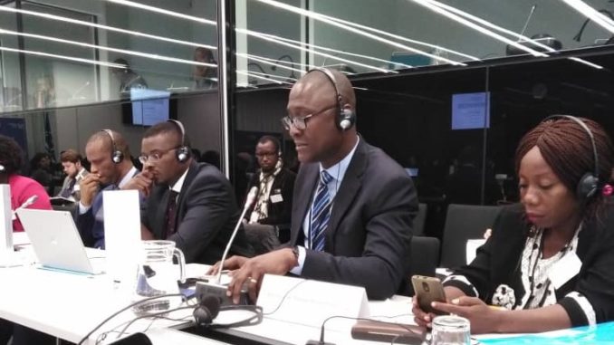 Eric Aimé Semien, président de l'OIDH (au micro) lors de la session 2019 du dialogue société civile-CPI à la Haye.(DR)'